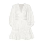 Witte Bloemen Geborduurde Mini Jurk Zimmermann , White , Dames