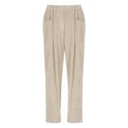 Corduroy Beige Broek Elastische Taille Brunello Cucinelli , Beige , Da...