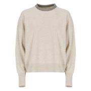 Beige Cashmere Diamond Crew Sweater Brunello Cucinelli , Beige , Dames