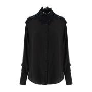 Elegante Kant Katoenen Shirt Ermanno Scervino , Black , Dames