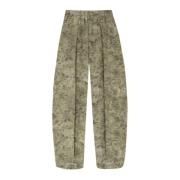 Zijden Wijde Pijp Broek Herba Print Cortana , Green , Dames