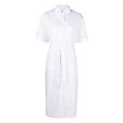 Luxe Katoenen Midi Overhemdjurk Thom Browne , White , Dames