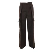 Cargo Wol Drill Broek Burberry , Brown , Dames