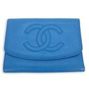 Pre-owned Leather wallets Chanel Vintage , Blue , Dames