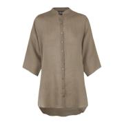 Kimono Mouw Ramie Shirt Cortana , Brown , Dames