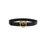 Love Birds Diamond Cut Leren Riem Pinko , Black , Dames