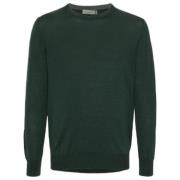 Donkergroene Merinowol Ronde Hals Trui Canali , Green , Heren