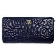 Pre-owned Leather wallets Chanel Vintage , Blue , Dames