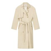 Leren Trenchcoat met Cape Aeron , Beige , Dames