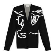 Cardigan met logo Burberry , Black , Dames