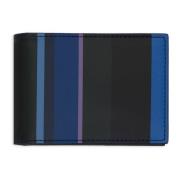 Blauwe leren portemonnee met veelkleurige strepen Gallo , Multicolor ,...