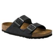 Arizona Zwart Suède Leren Sandalen Birkenstock , Black , Heren