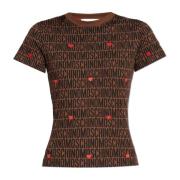 T-shirt met logo Moschino , Brown , Dames