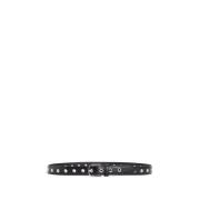 Metalen Eyelet Leren Riem TotêMe , Black , Dames