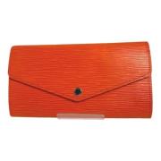 Pre-owned Leather wallets Louis Vuitton Vintage , Orange , Dames