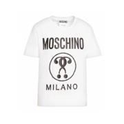 Couture T-shirt Wit Logo Print Moschino , White , Heren