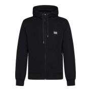 Zwarte Katoenen Hoodie met Ritssluiting Dolce & Gabbana , Black , Here...