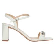 Dames Melkachtig-Beige Blokhak Sandalen gemaakt van Echt Leer Er001147...