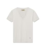 Zachte V-hals Tee Top in Ecru MOS Mosh , White , Dames