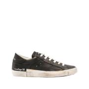 Zwarte Sneakers Distressed Finish Geperforeerde Details Philippe Model...