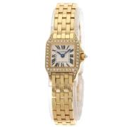 Pre-owned Yellow Gold watches Cartier Vintage , White , Dames