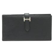 Pre-owned Leather wallets Hermès Vintage , Black , Dames