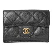 Pre-owned Leather wallets Chanel Vintage , Black , Dames