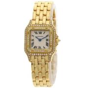 Pre-owned Yellow Gold watches Cartier Vintage , White , Dames