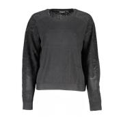 Zwarte Katoenen Crew Neck Sweater Desigual , Black , Dames