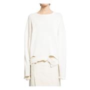 Vernietigde Rib Crewneck Sweater Helmut Lang , White , Dames