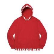 Rode Cropped Logos Hoodie Beperkte Oplage Supreme , Red , Heren