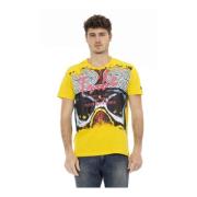 Logo Print Katoenen T-shirt Trussardi , Yellow , Heren