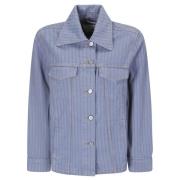 Denim Stripe Overdyed Jack Ganni , Blue , Dames