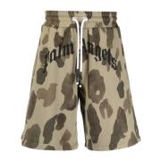 Camouflage Militair Patroon Shorts Bruin Palm Angels , Brown , Heren