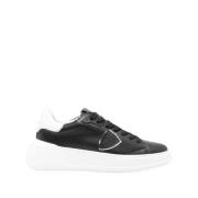 Zwart/Witte Sneakers met Logopatch Philippe Model , Black , Dames