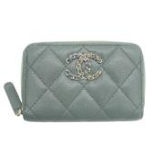 Pre-owned Leather wallets Chanel Vintage , Green , Dames