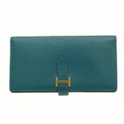 Pre-owned Leather wallets Hermès Vintage , Blue , Dames