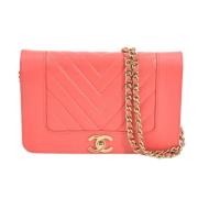 Pre-owned Leather wallets Chanel Vintage , Pink , Dames