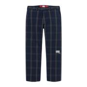 Beperkte oplage bedrukte werkbroek navy ruit Comme des Garçons , Blue ...