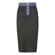 Rib Denim Midi Rok Coperni , Black , Dames