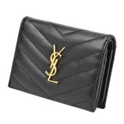 Pre-owned Leather wallets Yves Saint Laurent Vintage , Black , Dames