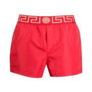 Rode Greca Detail Zwemkleding Versace , Red , Heren