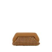 Karamel Knopen Clutch Tas Vegan Stof THEMOIRè , Brown , Dames