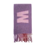 Maxi Logo Wol Mohair Sjaal Marni , Purple , Dames