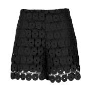 Zwarte Katoenen Macramé Effect Rok Erika Cavallini , Black , Dames