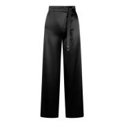 Satin Wide Leg Wrap Broek Herno , Black , Dames