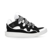 Zwarte Leren Sneakers met Logo Detail Lanvin , Black , Dames