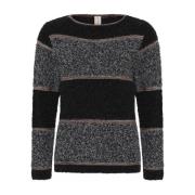 Gestreepte Bouclè Pullover Zwart/Roze Skovhuus , Multicolor , Dames