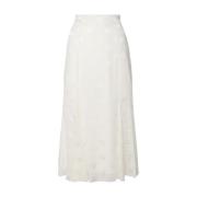 Logo Godet Zijden Rok Wit Dolce & Gabbana , White , Dames