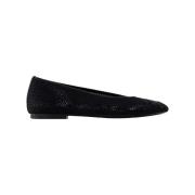 Leather flats Burberry , Black , Dames